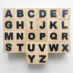 Nordic INS style wooden 26 letter block baby teaching toy and photo prop, 6*6*6 cm