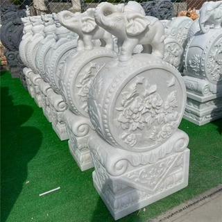 定制石雕门墩抱鼓石一对汉白玉狮子貔貅石墩门口石鼓