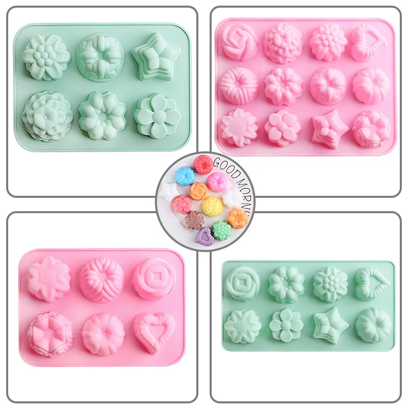 Geometric acrylic ice cubes contains rose, silicone mold, handmade
