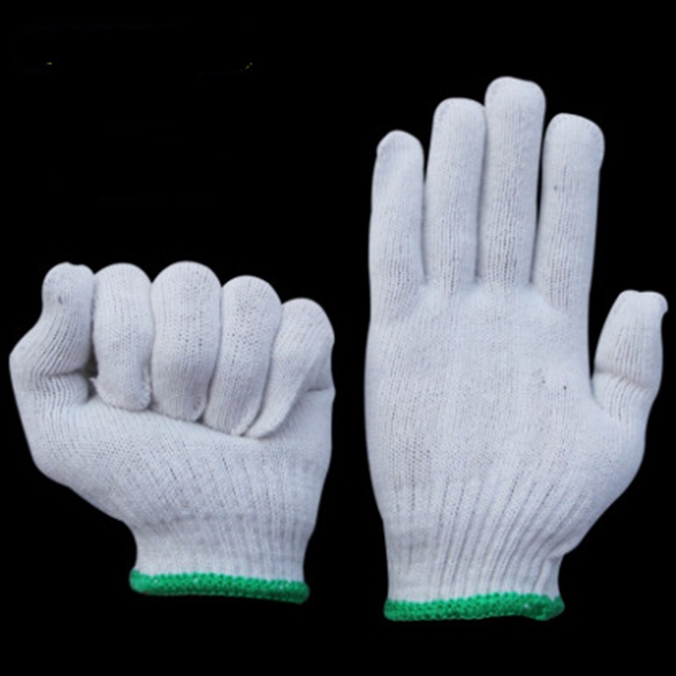 全棉纱手套 700g毛纺7针绿边线手套 普通劳保防护作业
