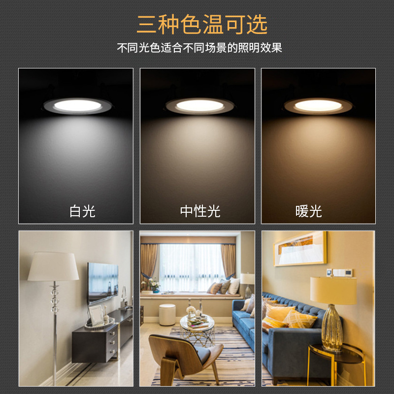 LED downlight incrustado lámpara agujero 2,5 pulgadas 4 pulgadas integrado 12W blanco y negro fundición anti-reflejo anti-niebla lámpara agujero lámpara de techo