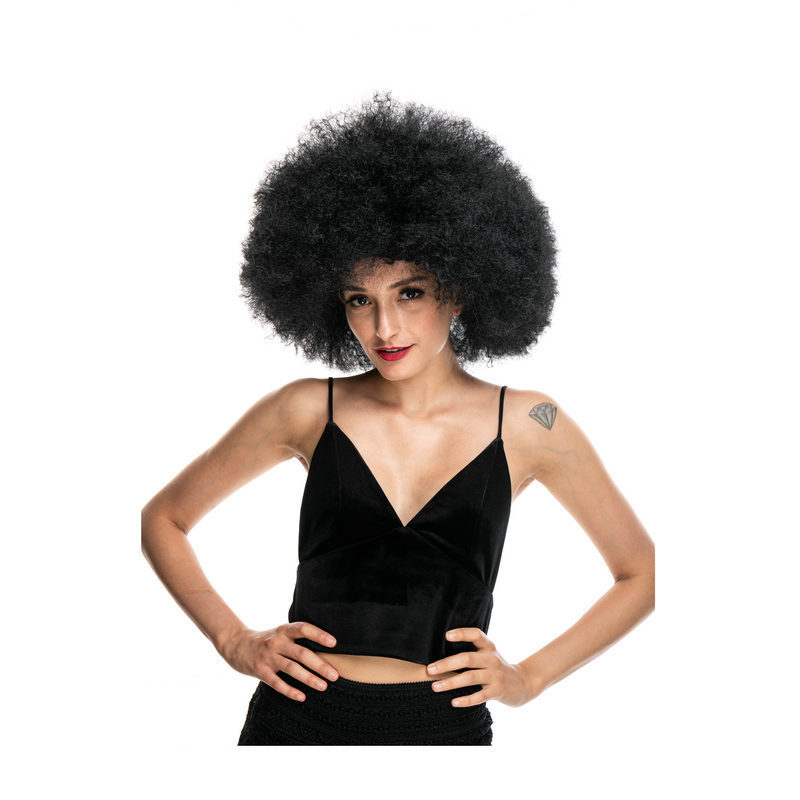 Cross-Border Hot-Selling Popular Style for European and American Festivals, Performances, and Parties: Black Fluffy Afro Short Synthetic Clown Wig