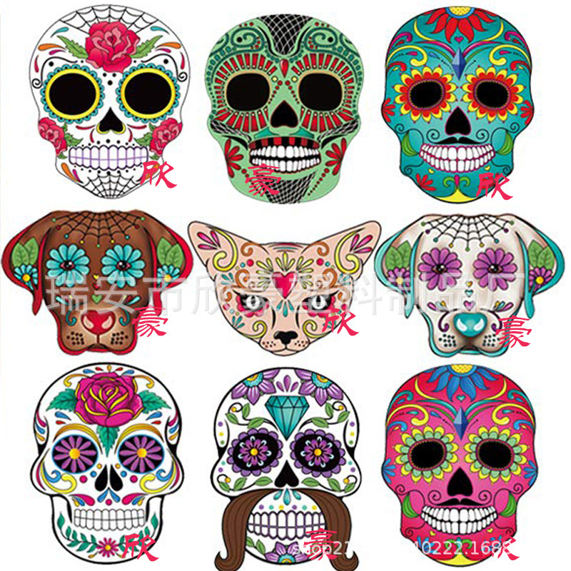 新款设计瓦楞板发夜光万圣节骷髅头派对装饰 万圣节门挂 庭院插牌