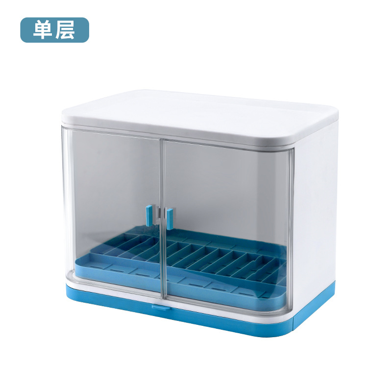 Hogar cocina vajilla caja de almacenamiento con tapa multi-funcional drenaje plato estante doble capa drenaje vajilla caja de almacenamiento