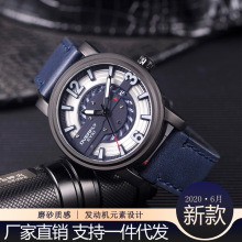 2020新款艾奇手表男士时尚发动机元素镂空表盘个性男表夜光E3159