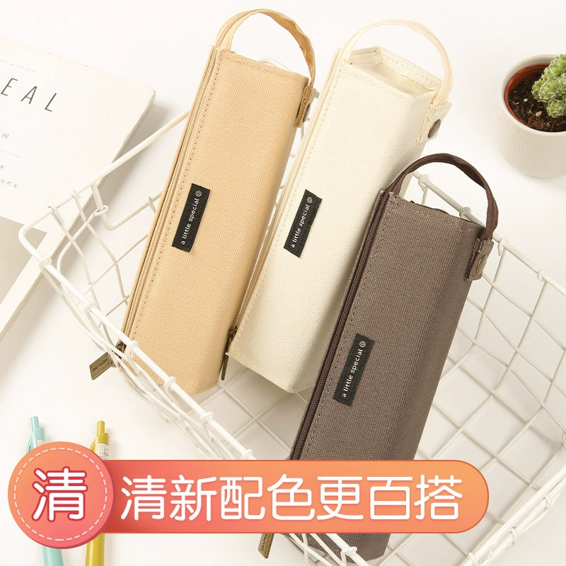 Japanese capacious retro pencil case for students with zipper