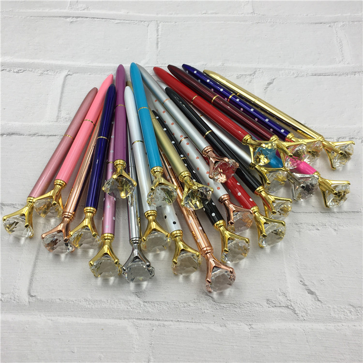 创意钻石圆珠笔 大钻笔金属圆珠笔定 制金属水晶笔礼品签字笔批发