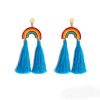 Rainbow woven retro earrings with tassels handmade, boho style, European style, wholesale