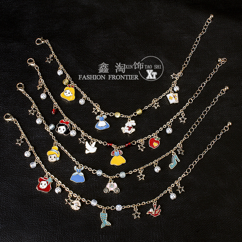 Princess Snow White Bracelet Japanese Star Cartoon Jewelry Children's Student Stall Supply