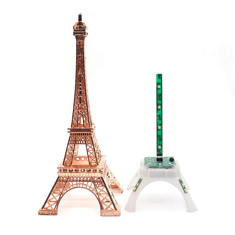 巴黎埃菲尔铁塔LED发光摆件创意家居金属模型工艺礼品地摊爆款