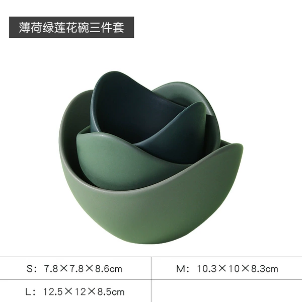 Mint green lotus bowl sleeve three -decorative bowl