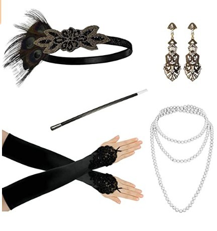 Década de 1920 mascarada cabeza desgaste negro pluma tocado femenino europeo y americano Gatsby diadema de pluma de fiesta única