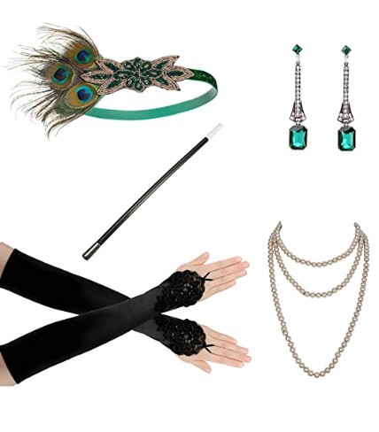 Década de 1920 mascarada cabeza desgaste negro pluma tocado femenino europeo y americano Gatsby diadema de pluma de fiesta única