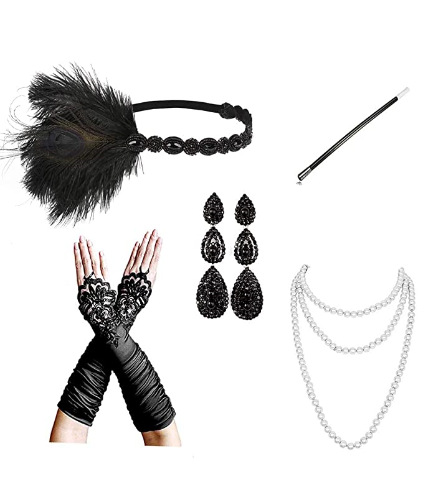 Tocado de plumas de los años 2020 rugiendo accesorios femeninos de los años 20 con diadema de Gatsby al por mayor