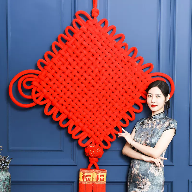 【王政】楼盘交房中国结绒布编织舞台道具新春节家居节庆挂饰厂家
