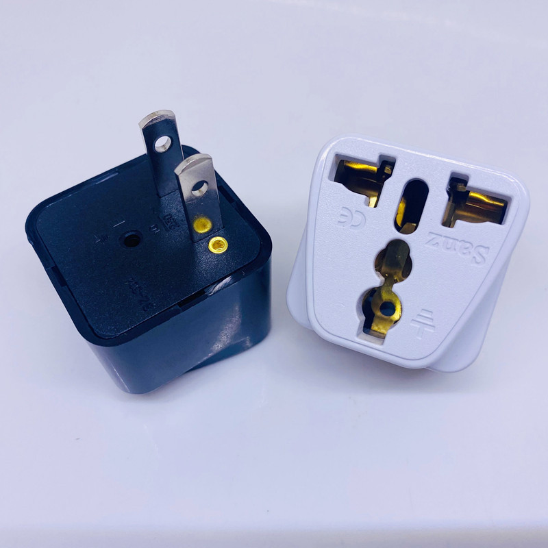 纯全铜三脚两扁旅游转换插头 美规铜脚 3转2 港版充电器转换插头