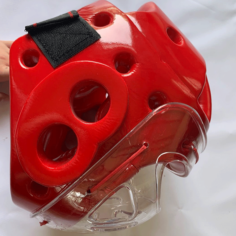 Fábrica al por mayor de una sola vez casco de moldeo máscara equipo de protección Sanda Karate Taekwondo protección de entrenamiento protector de cabeza integrado