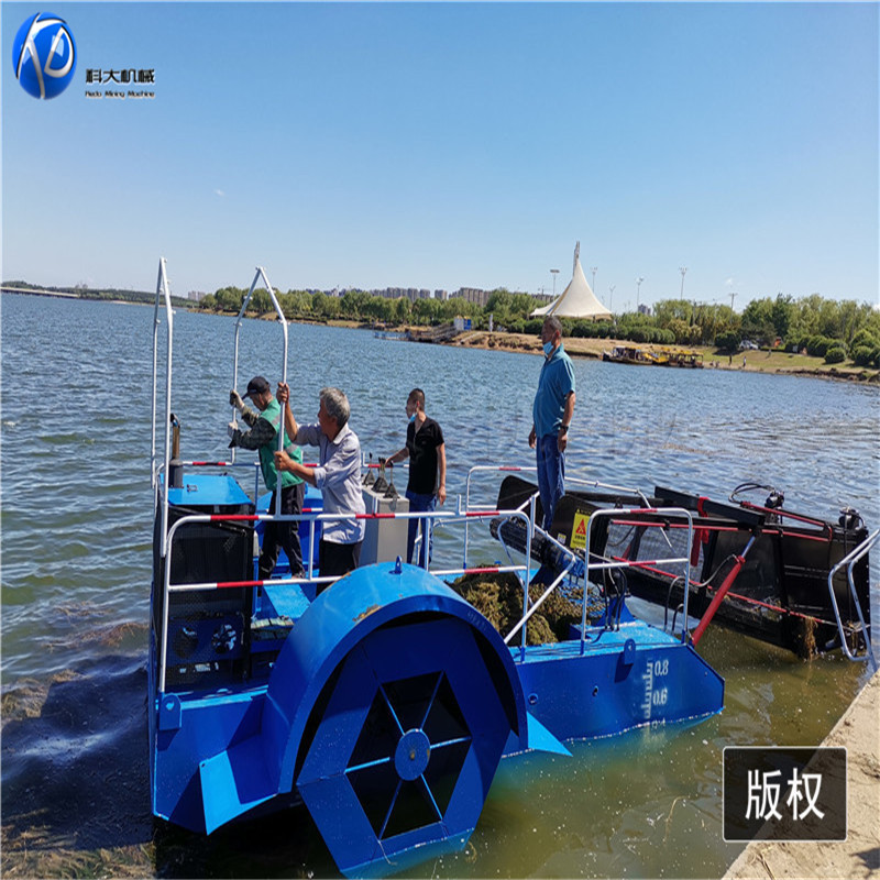 小型半自动割草船 水面垃圾杂草打捞机械 水花生水浮莲收割船