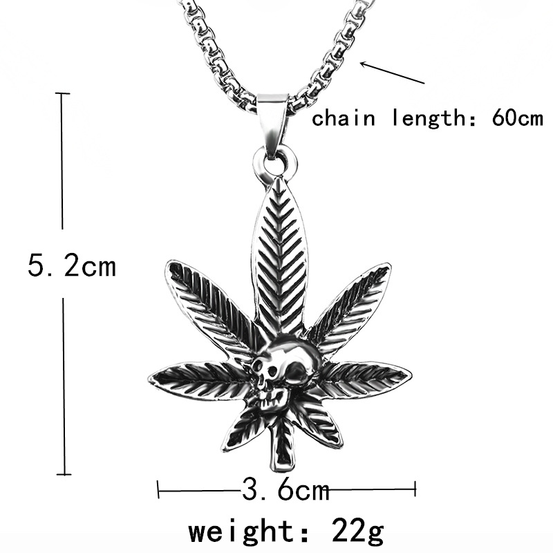 Collier avec pendentif en titane et squelette de feuille pour hommes, en acier inoxydable, offre spéciale_voghion.com