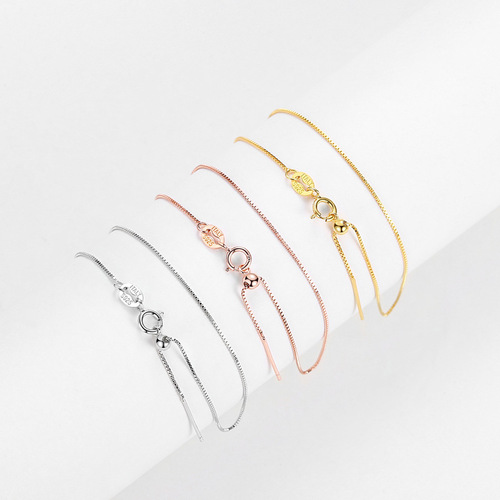 s925 sterling silver universal bracelet women's needle passepartout through beads with needle through heart adjustable box chain manufacturer wholesale