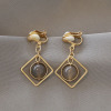 Retro ear clips from pearl, long earrings with tassels, no pierced ears, European style, wholesale