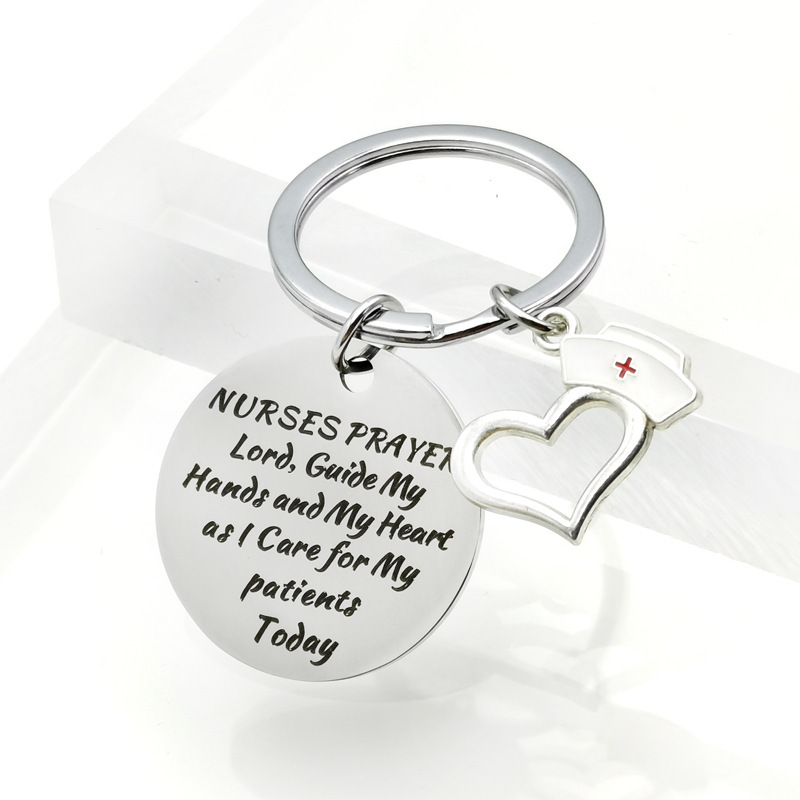 Médico regalo láser letras de acero de titanio llavero de acero inoxidable se puede personalizar