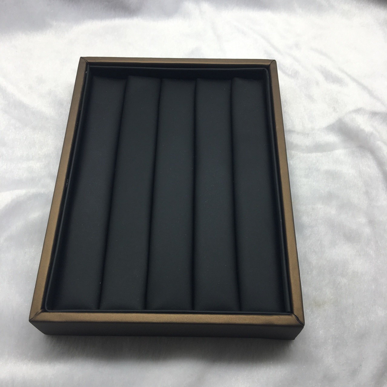 戒指首饰包装盘子咖啡色边皮U盘锦布耳钉耳环耳坠盘戒指盒