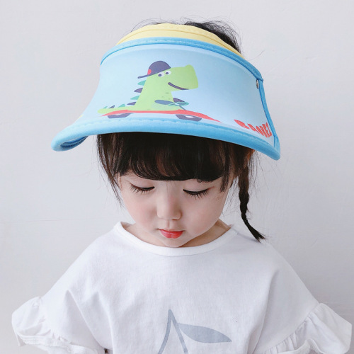 Children's summer sun protection and UV protection empty top peaked cap adjustable cartoon male and female primary school sun hat