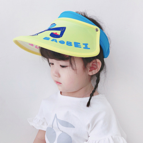Children's summer sun protection and UV protection empty top peaked cap adjustable cartoon male and female primary school sun hat