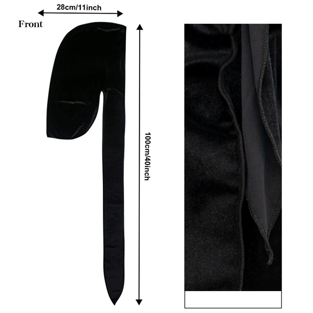 Velvet durag (Velvet swan) 100 cm, hip-hop scarf hat, oversized velvet headwrap