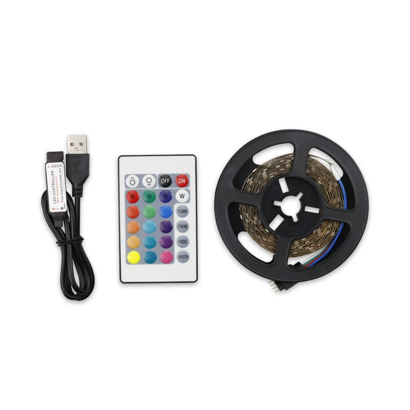 LED light strip RGB 16 colors with remote control, USB-powered, multiple lengths