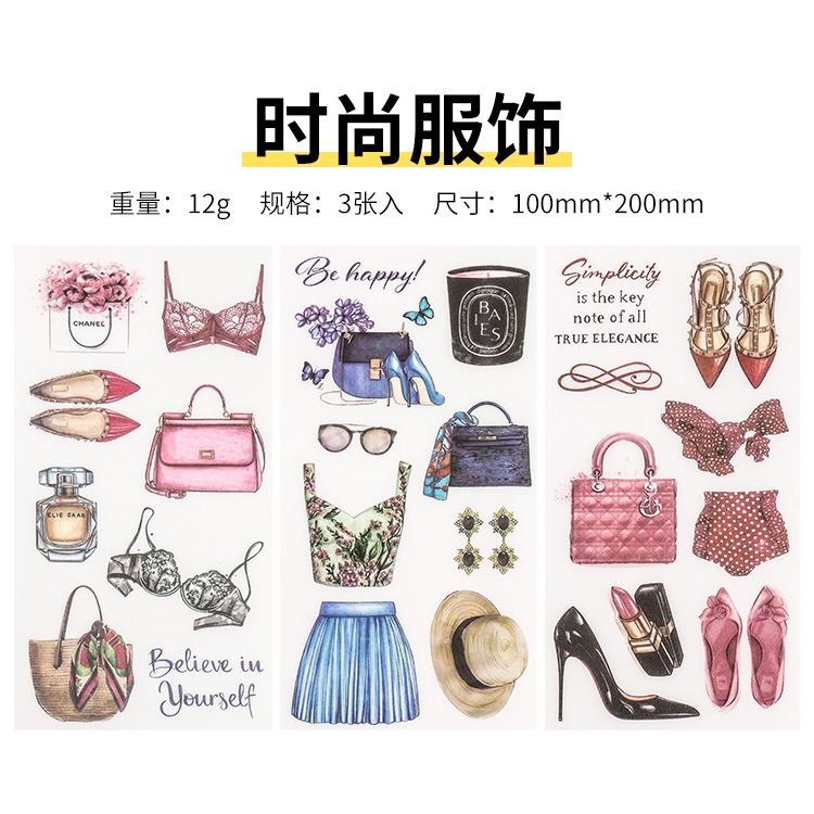 Original casero ins fresco pegatinas planas colección diaria DIY mano cuenta y papel etiqueta material 3 piezas