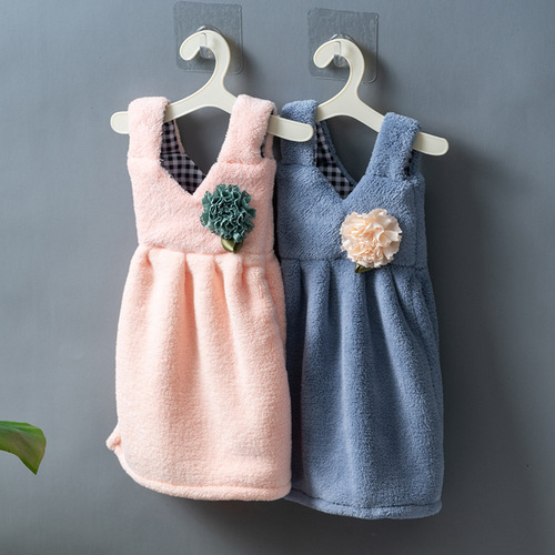Cute wall-mounted hand towels made of coral velvet, cartoon-style, household use, extra-thick, solid color, children's wholesale face towels