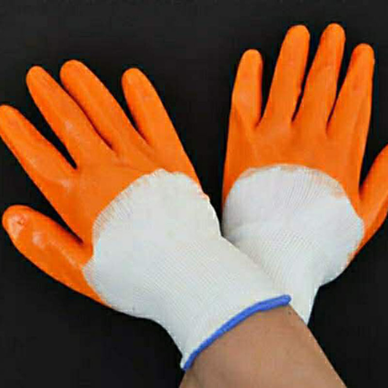 白纱PVC黄胶浸胶手套平挂半挂全挂满挂牛筋挂胶劳保安全防护专用