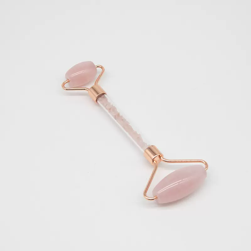 厂家直供 新款外贸玉石滚轮jade roller粉晶滚轮按摩器