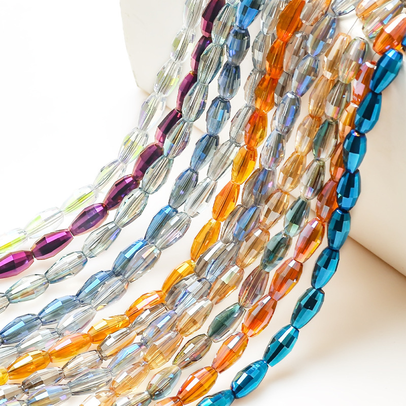 New Oval Special-Shaped Faceted Melon Seeds Crystal Glass Beads DIY Bead Curtain Beads Loose Bead Material Wholesale