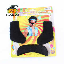 万圣节狂欢节络腮胡COS角色表演仿真阿拉伯胡子和平胡子短毛绒