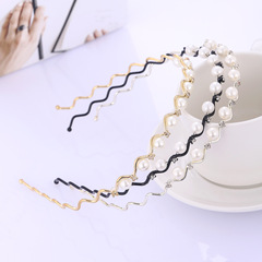 Classic wave hair clip with diamond and pearl embellishments, versatile pearl hair accessory, Yiwu hair accessory wholesale