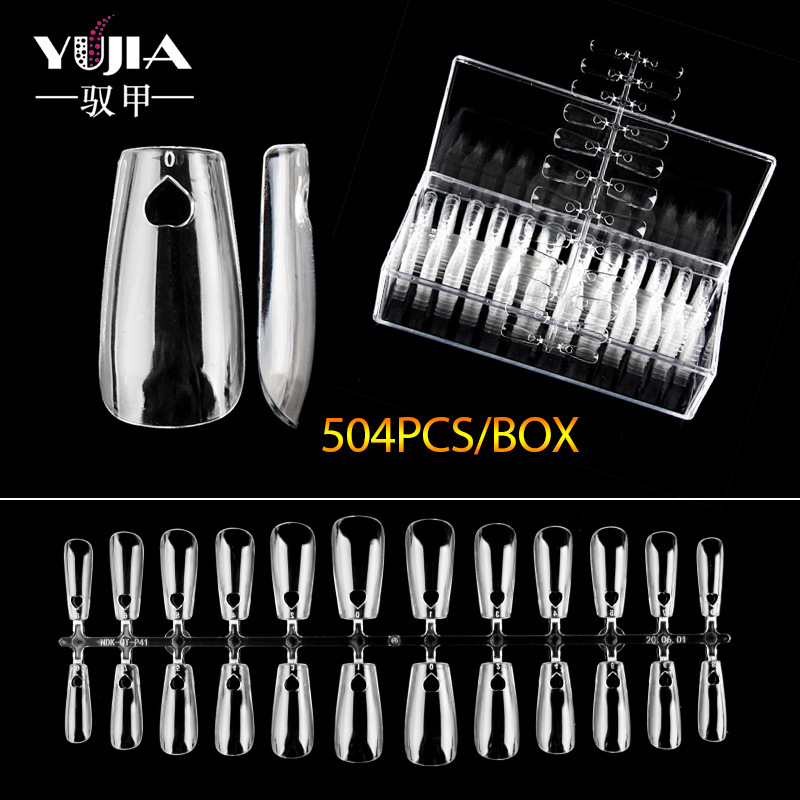 2020 nueva uña de burbujas de uñas de celebridades de Internet plegable sin costuras de amor hueco completo de uñas 504 piezas en caja