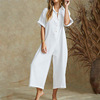 Summer sexy overall, long trousers for leisure, with short sleeve, oversize