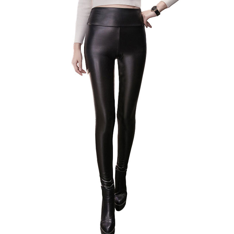 Leather Pants Women's Outer Wear Spring and Autumn New Women's Slimming Tight Sexy Leggings High Waist Leggings PU Leather Pants