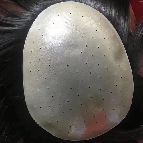 Ultra-thin hairline point buckle biological scalp wig piece men's manufacturer wholesale cross-border European and American men's wig replacement piece