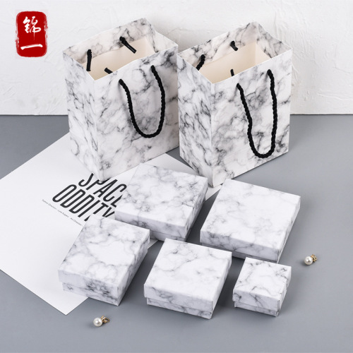Ins marble pattern jewelry box, bracelet, ring, earring, necklace gift box, wholesale, can print LOGO