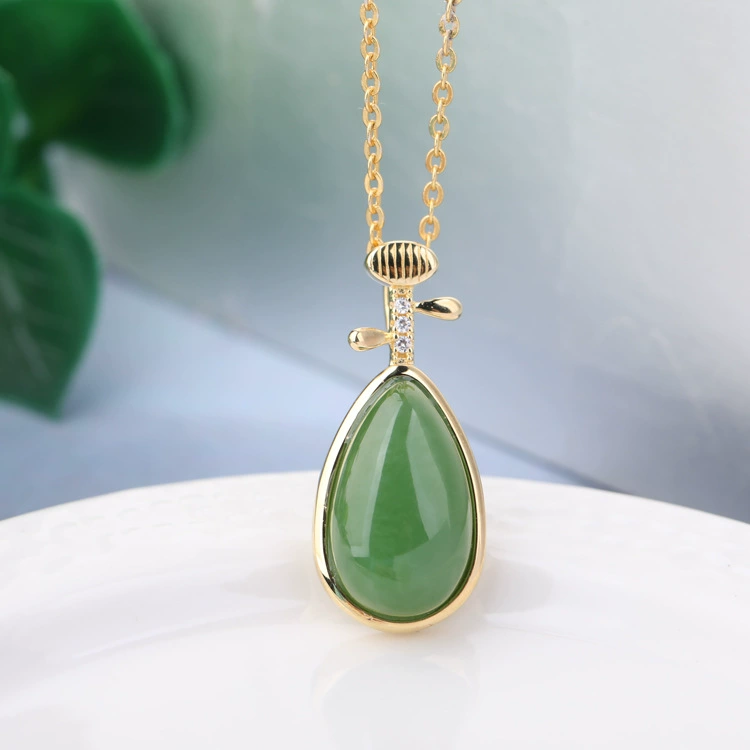 Натуральная руда нефрита, ханьфу, инкрустация золотым камнем, яшма, подвеска, серебро 925 пробы