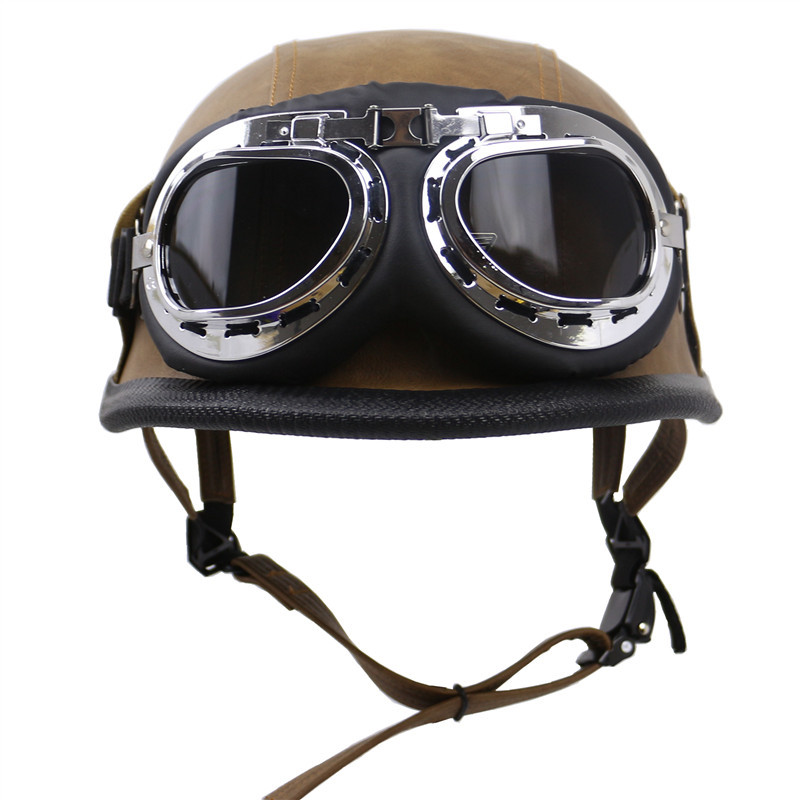 Helmet, retro glasses