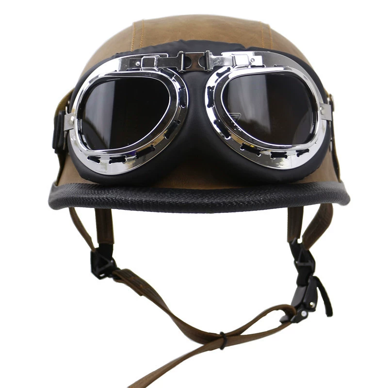 Helmet, retro glasses