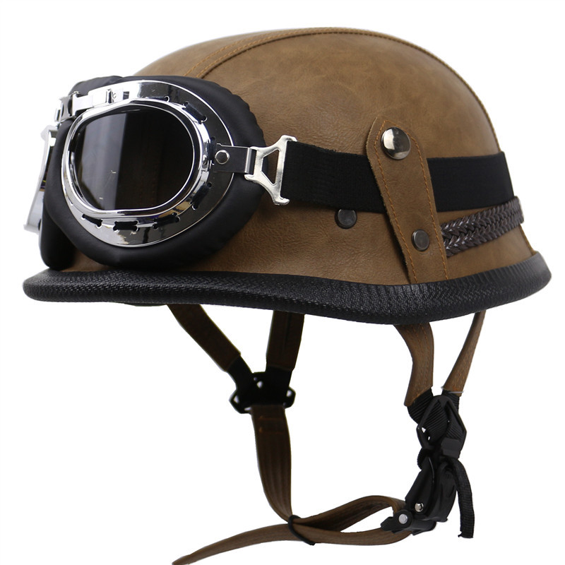 Helmet, retro glasses