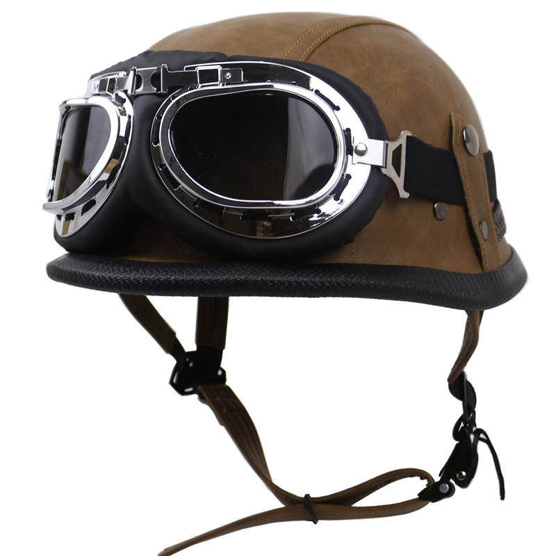 Helmet, retro glasses
