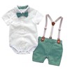 Children's summer set for early age, shirt, overall, bow tie, dress, British style
