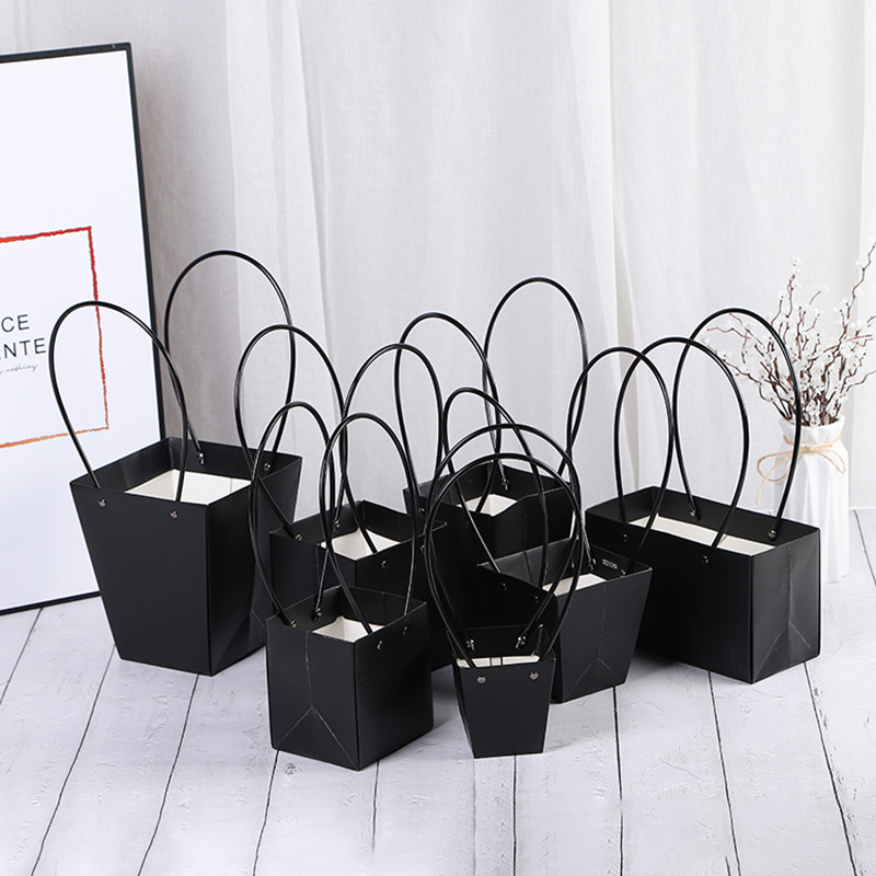 鲜花手提袋 花店diy手工插花盒母亲节花篮花束包装情人节鲜花蓝